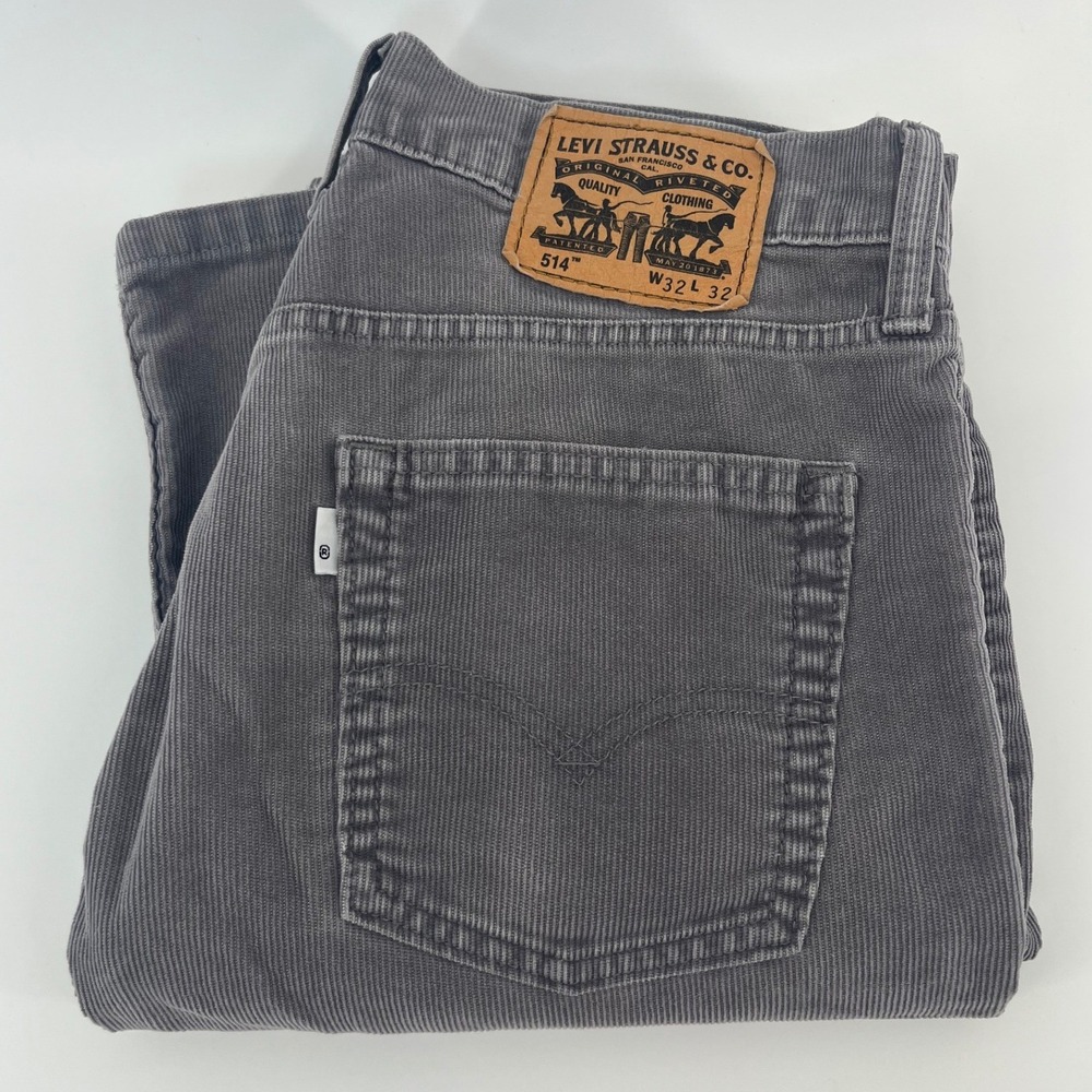 Levi's 514 Corduroy Pants Mens 32x32 Grey Straight Fit 00514-0507